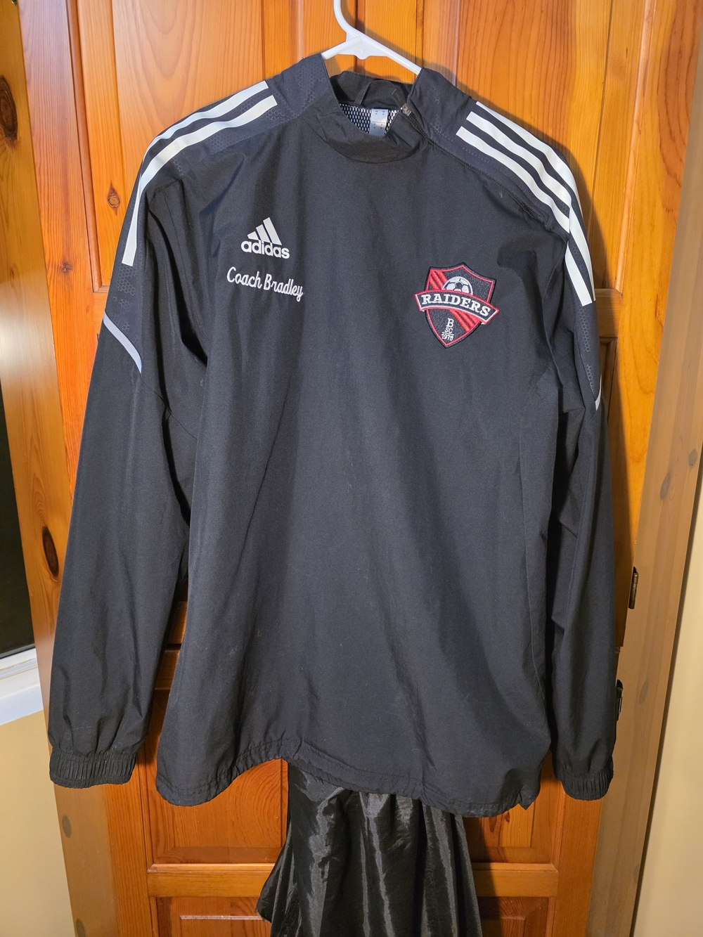 adidas Black Windbreaker with Raiders Patch and Embroidered Name